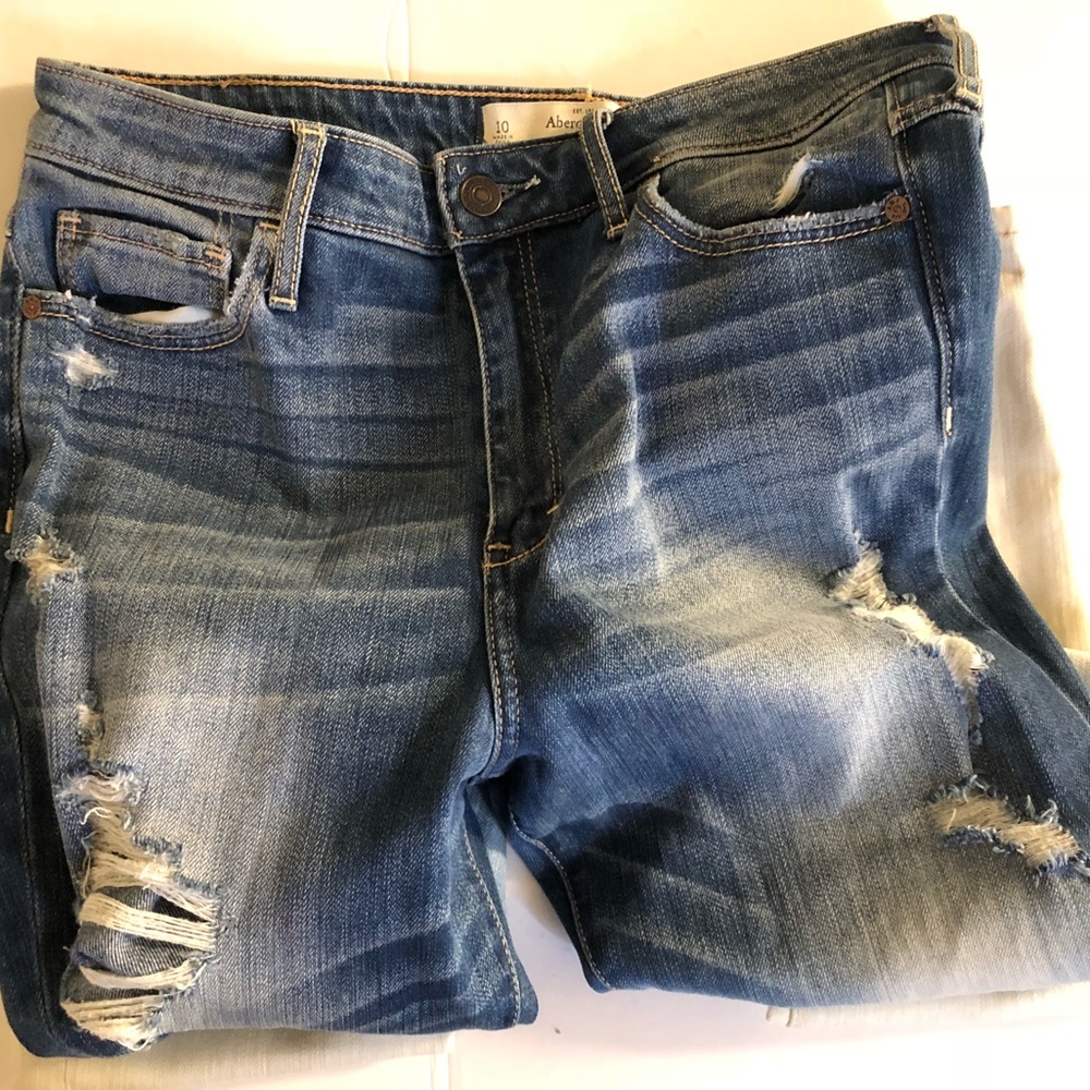 Abercrombie and Fitch high rise distressed jeans